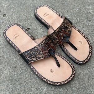 Boho Handmade Mexican Leather Sandals(Huaraches), Thong Style Design Size 9